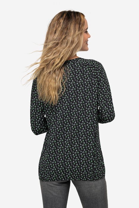 T-Shirt, allover Print, Rundhals, Langarm, OEKO-TEX