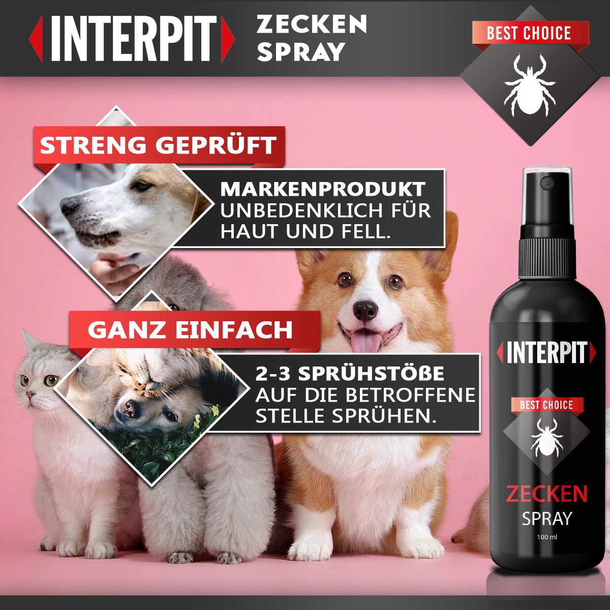 Interpit® | Zecken Spray für Hund und Katze
