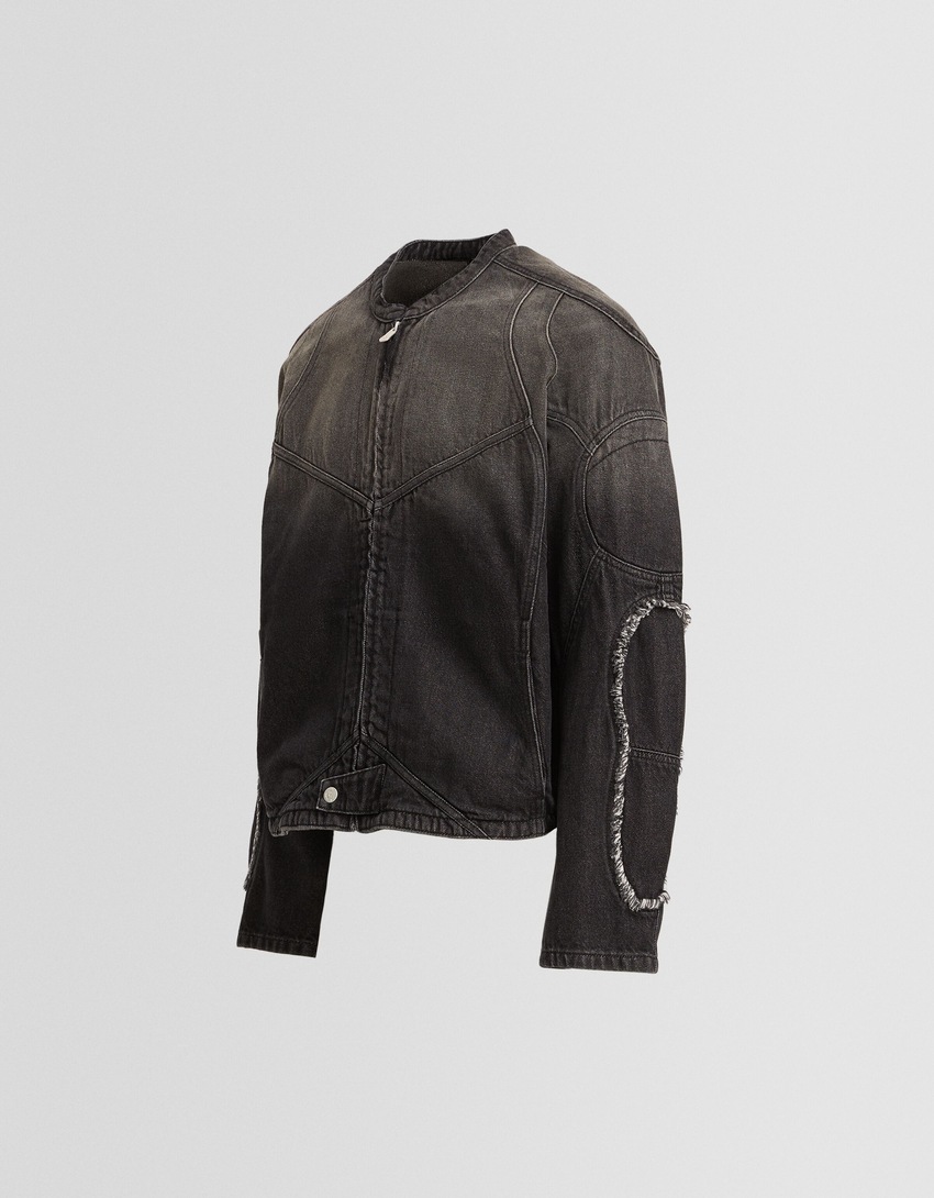 Jaqueta jeans estilo motociclista Generation Bershka