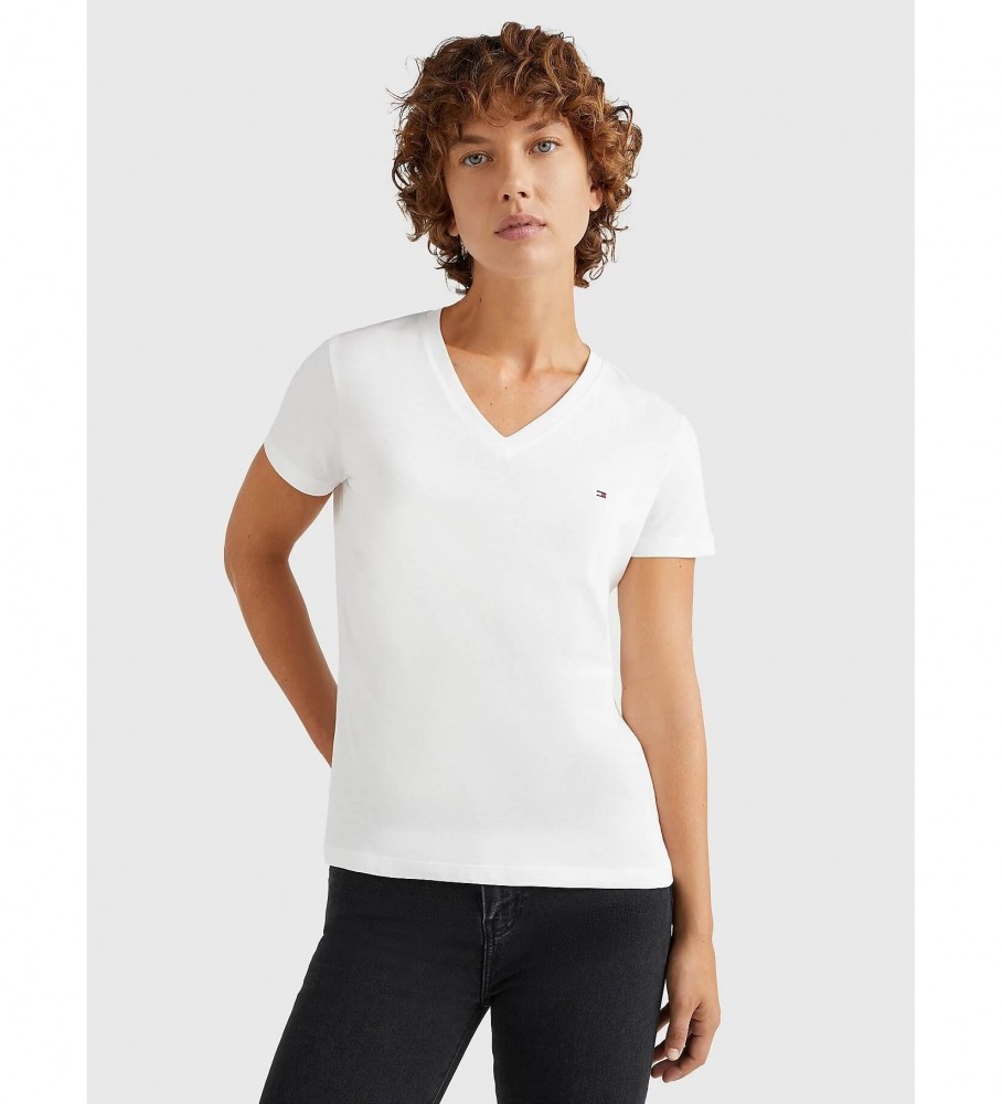 Camiseta Tommy Hilfiger Heritage com decote em V, branca