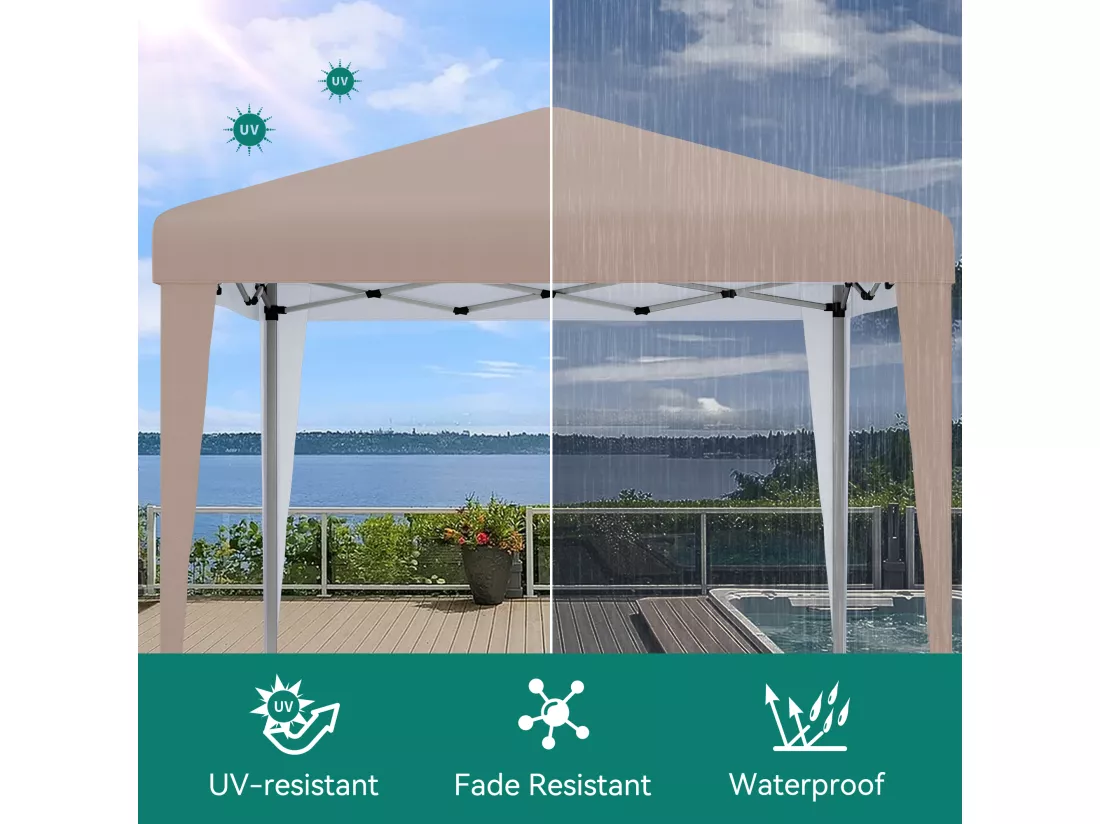 YITAHOME Tonnelle de Jardin - 3x3m - Pliable - Imperméable - Extérieur - Anti-UV - Kaki - pour Camping/Fête/Plage/Terrasse/Marchés