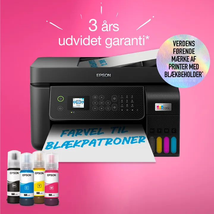 Epson EcoTank ET-4800 - Multifunktionsprinter - farve - blækprinter - kan genopfyldes - A4 (medie) - op til 10 spm (udskriver) - 100 ark - 33.6 Kbps - USB, LAN, Wi-Fi - sort