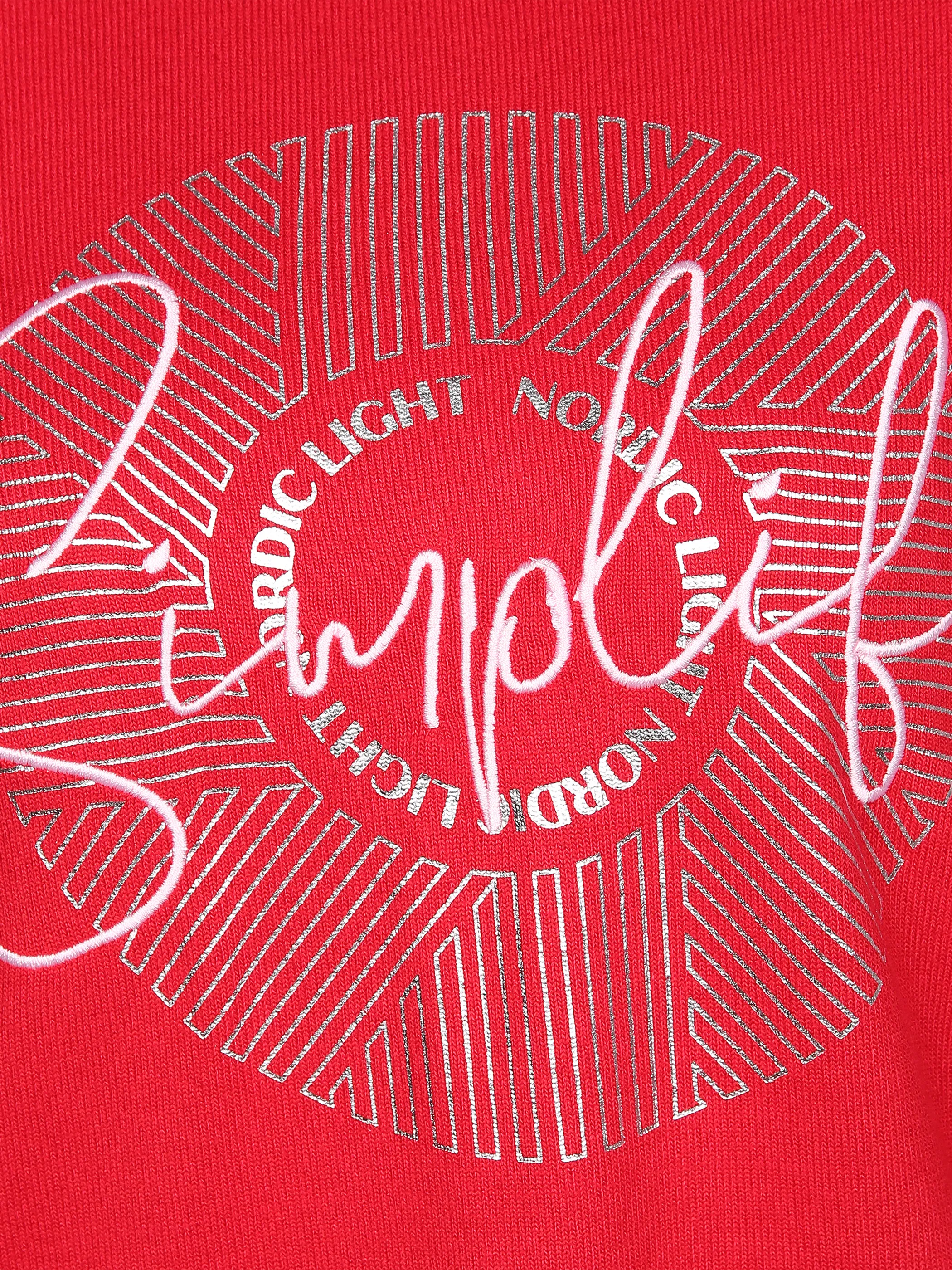 Damen Shirt mit Stickerei-Applikation und Glitzerprint