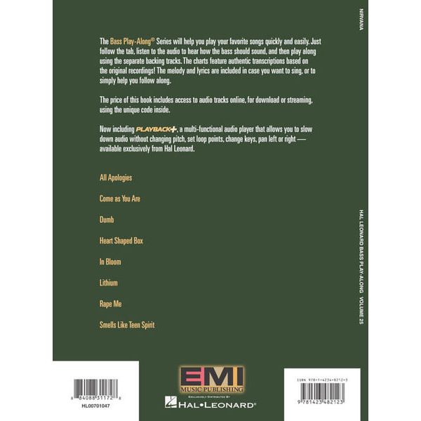Hal Leonard Bass Play-Along Nirvana