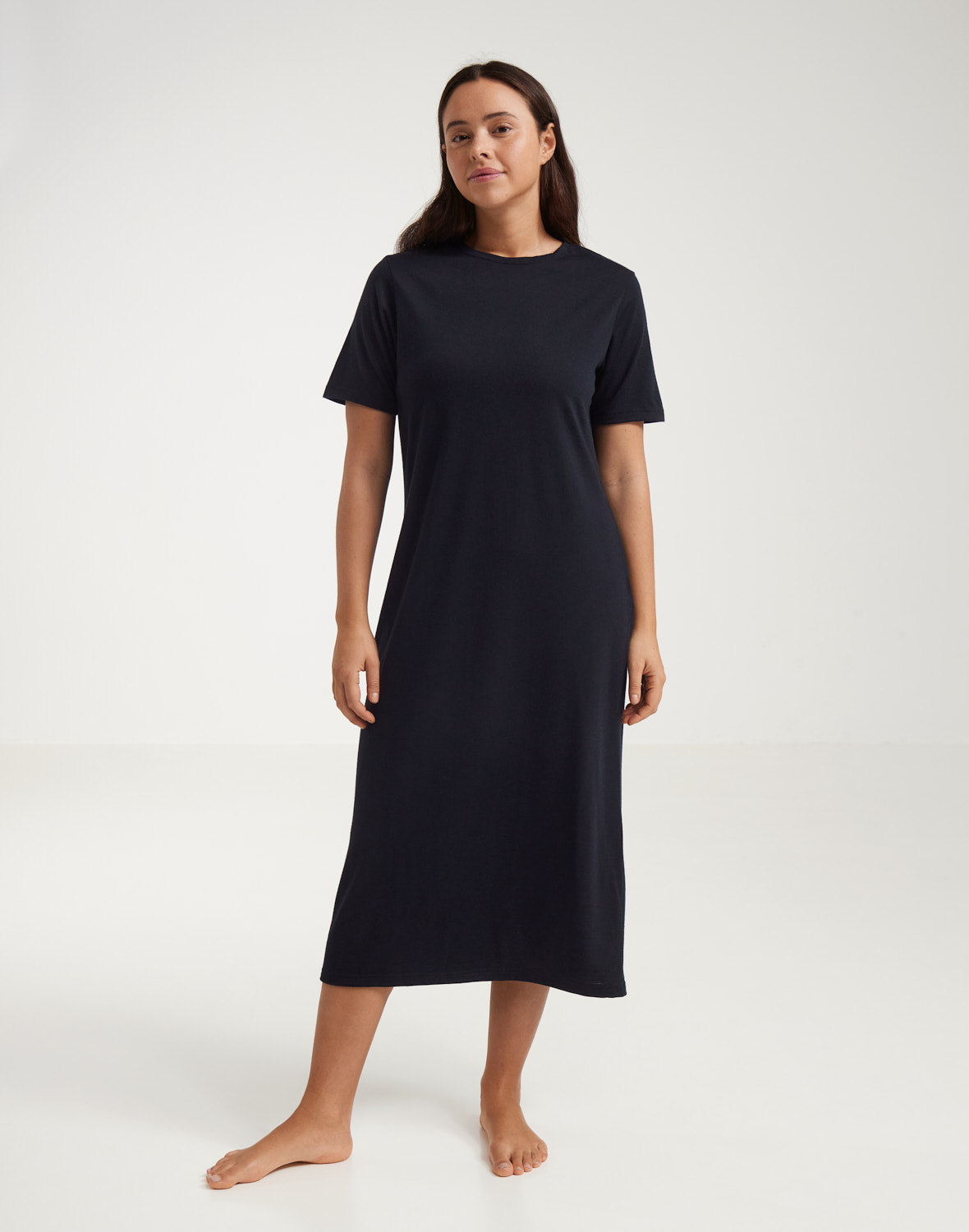 T-shirtjurk van merinowol voor dames in Zwart - Gratis