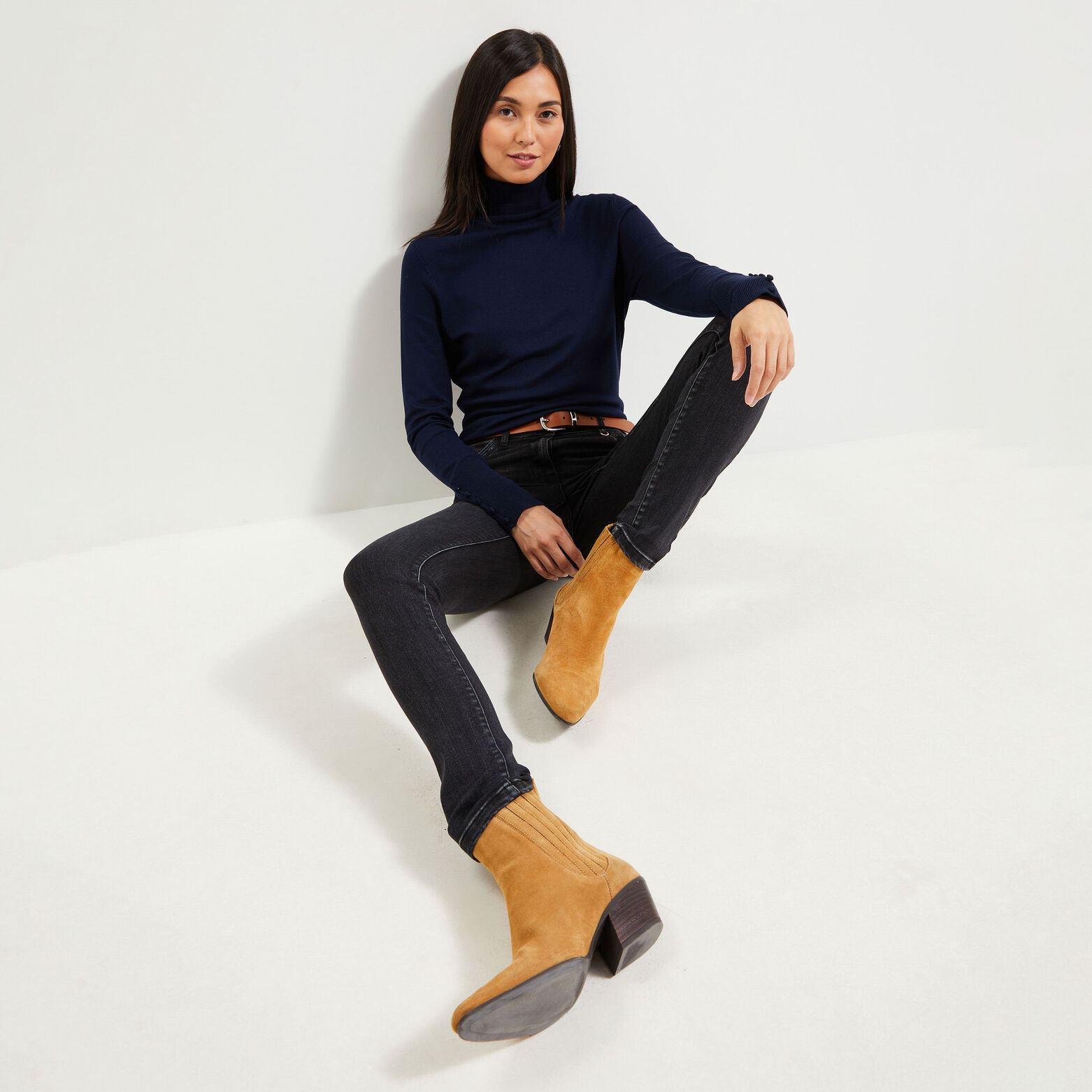 Pull col roulé femme
