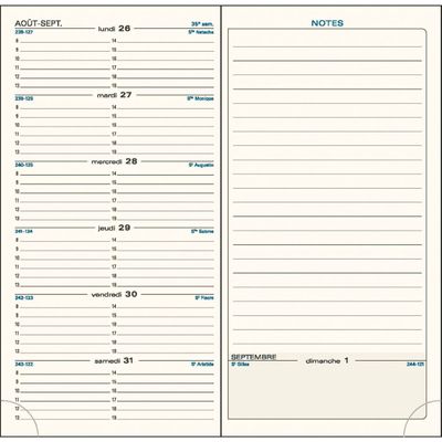 Agenda de poche Winner - 1 semaine sur 1 page - 9 x 17,5 cm - disponible dans différentes couleurs - Exacompta