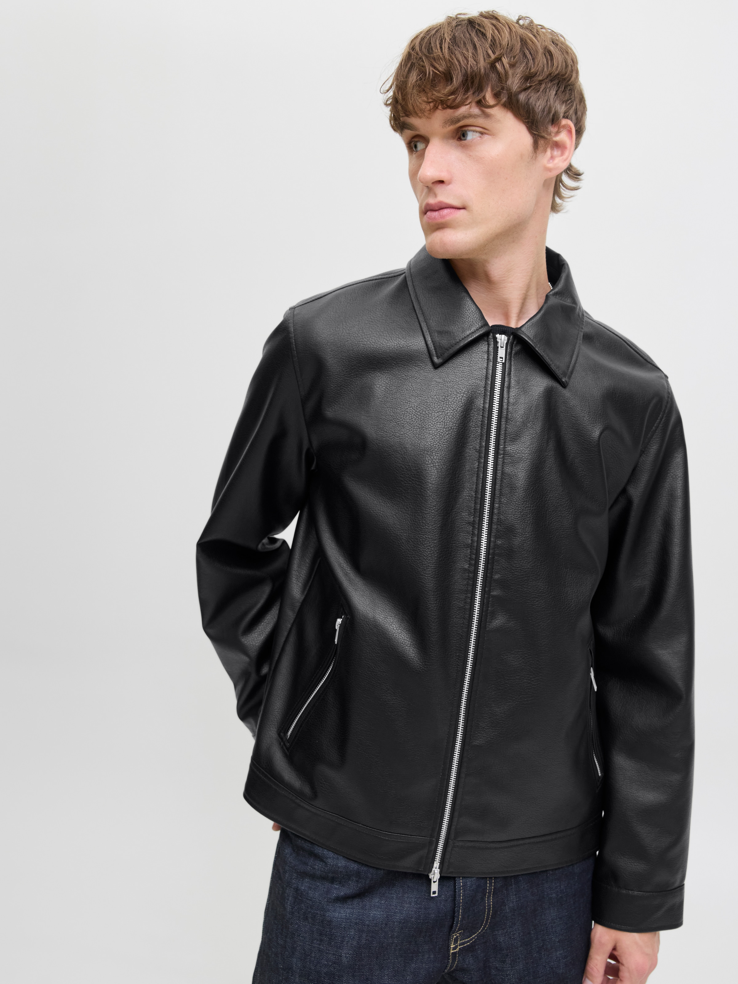 Jack & Jones Bikerjacke »JJECASABLANCA PU JACKET NOOS« ohne Kapuze mit Fronttaschen
