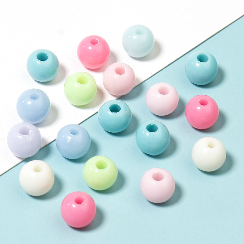 (100er Set) 5mm Perlen DIY Bastel Schmuck Runde Zwischenperle für Armband / Kette - Pastell