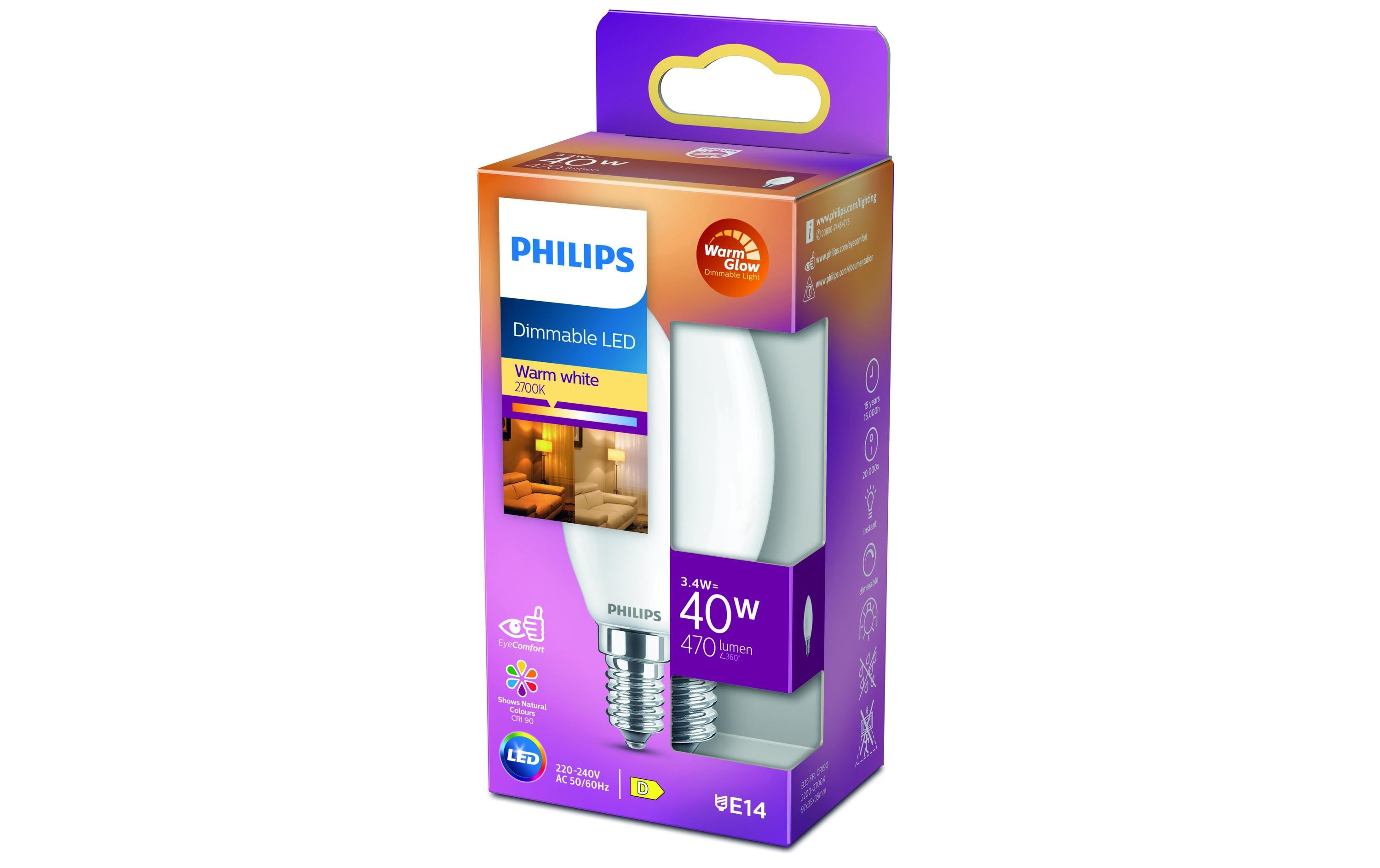 Lampe LEDcla 40W B35 E14 FR WGD90 SRT4 WarmweissWarmweisses LED-Leuchtmittel B35 mit mattem Glas