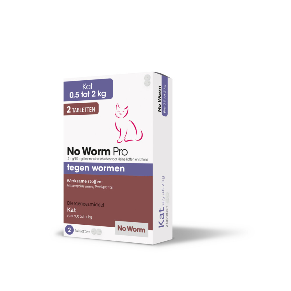 No Worm Pro Ontworming Tabletten Kat 0,5 tot 2 kg2 tabletten