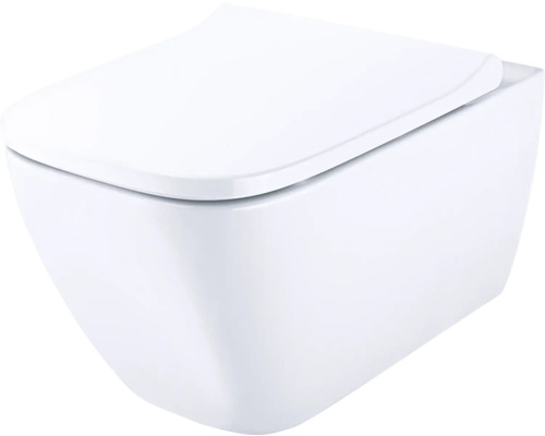 GEBERIT wandclosetset Smyle Square, randloos, glanzend wit met toiletzitting CG05030000
