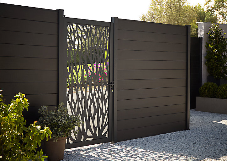 Portillon arbre alu Neva anthracite 93 x h.171 cm