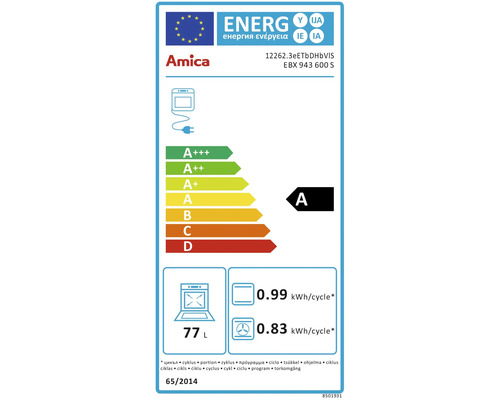 Amica oven zonder kookplaat EBX 943 600 S, bruikbaar volume 77 l