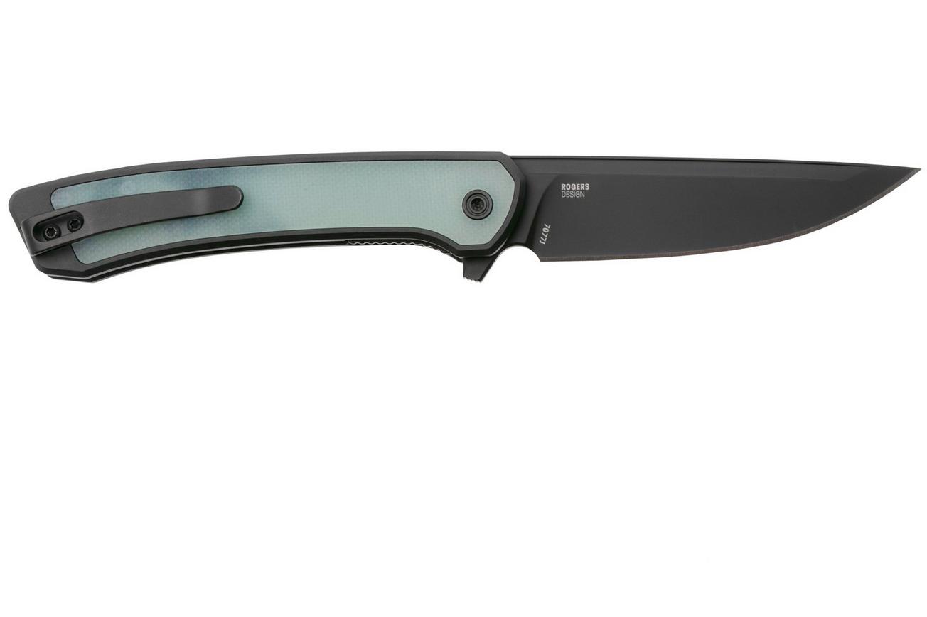 CRKT Q Compact 7077J Black DLC CPM S35VN, Black DLC Aluminum, Gray G10 Inlay, zakmes, Richard Rogers design
