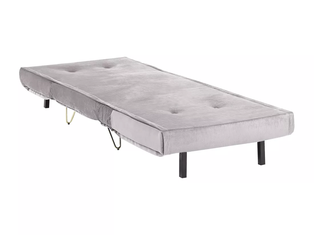 Banquette convertible 1 place en velours gris VESTFOLD