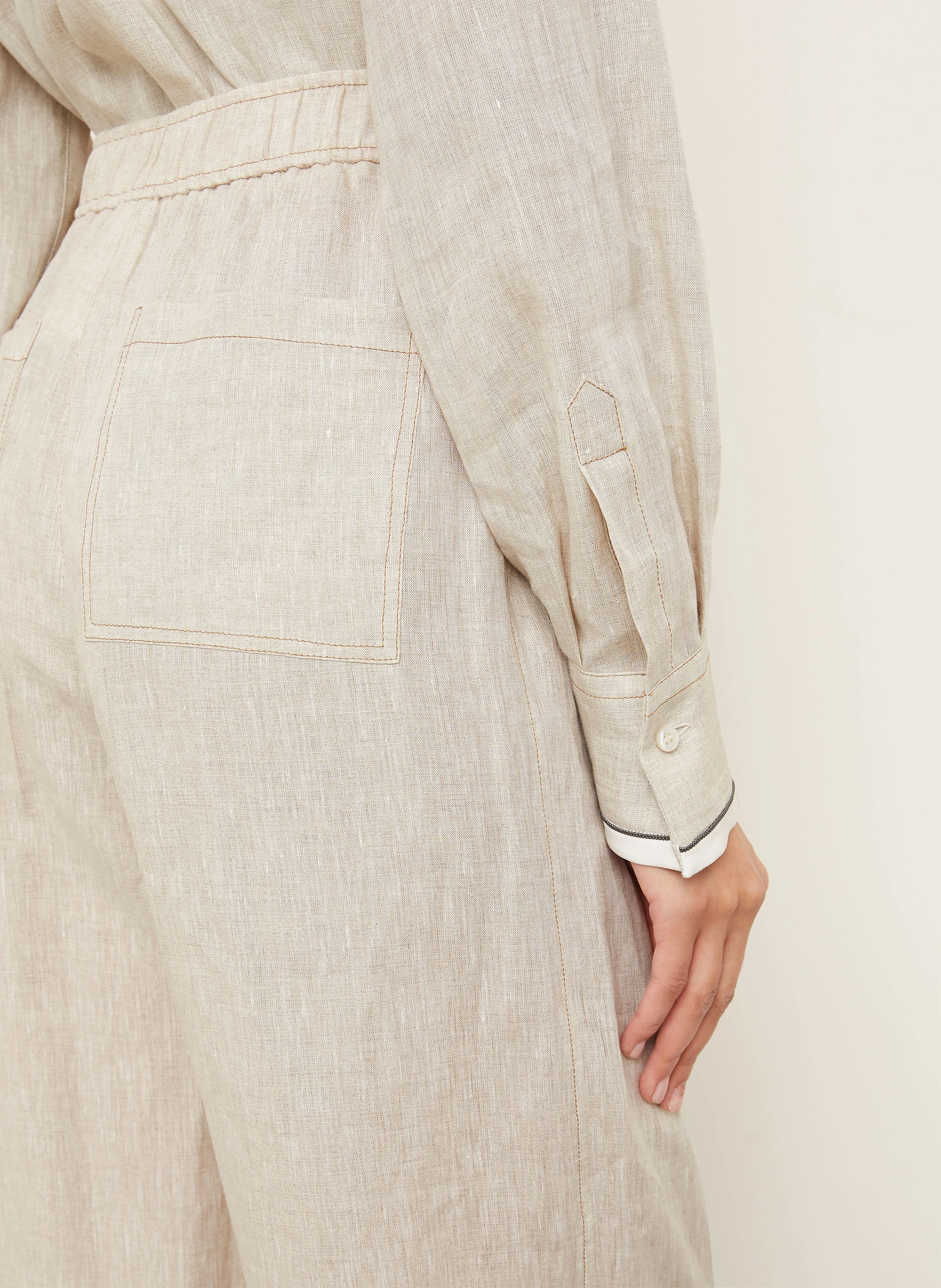 BRUNELLO CUCINELLI Leinen-Culotte mit Schmuckperlen
