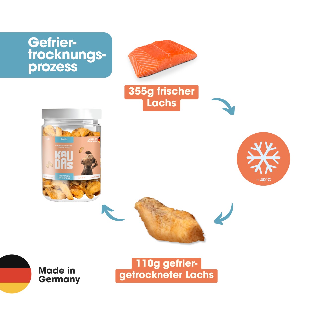 KAUDAS LachsPur Natursnack 2x110 g