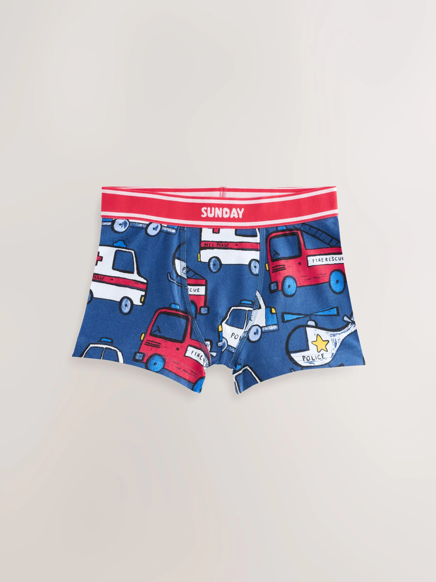 Voertuigprint in noodgevallen - Verpakking van 7 boxershorts (1,5 - 16 jr)
