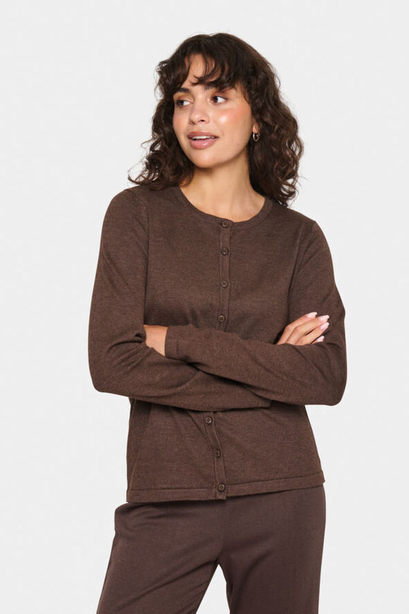 Saint Tropez A8661, MilaSZ R-Neck Cardigan Dark oak melange