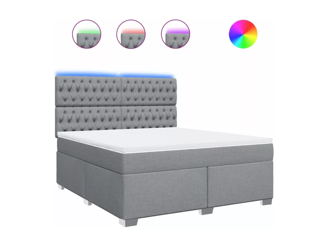 Sommier à lattes de lit avec matelas Gris clair 180x200cm Tissu