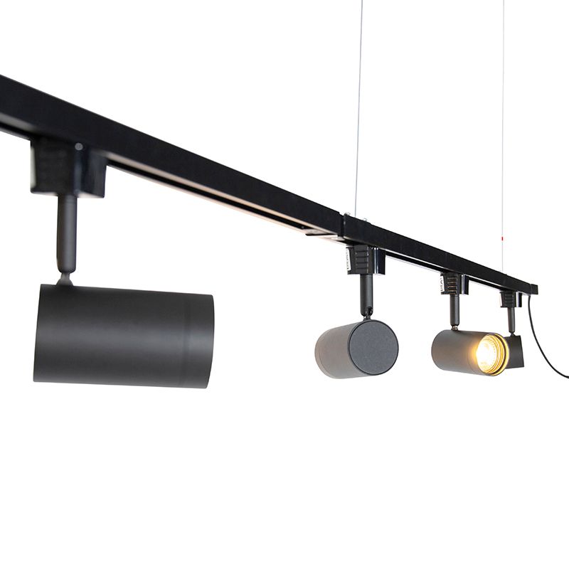Modern hangend railsysteem met 5 spots zwart 1-fase  - Iconic Jeana