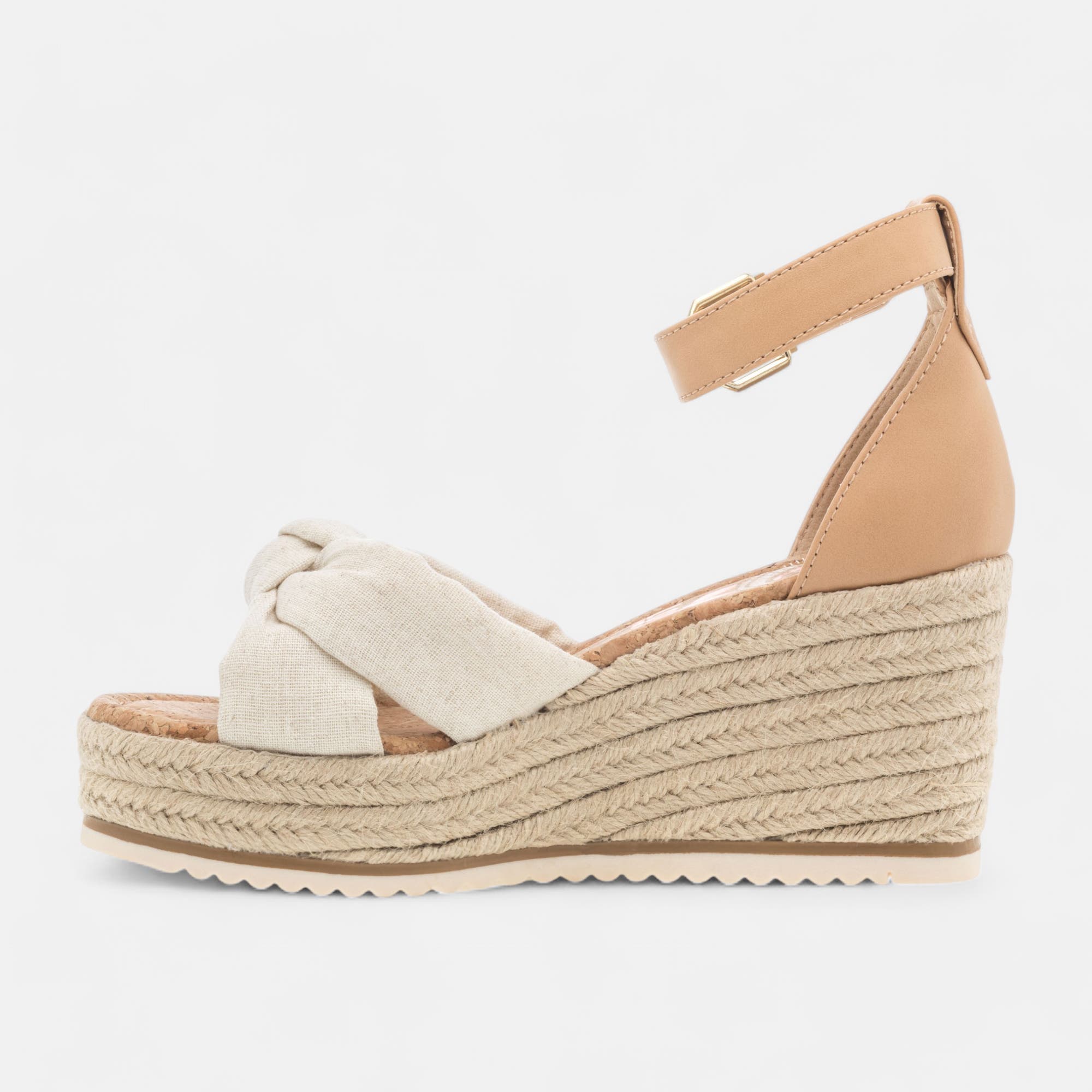 Espadrilles à talon compensé Femme beige