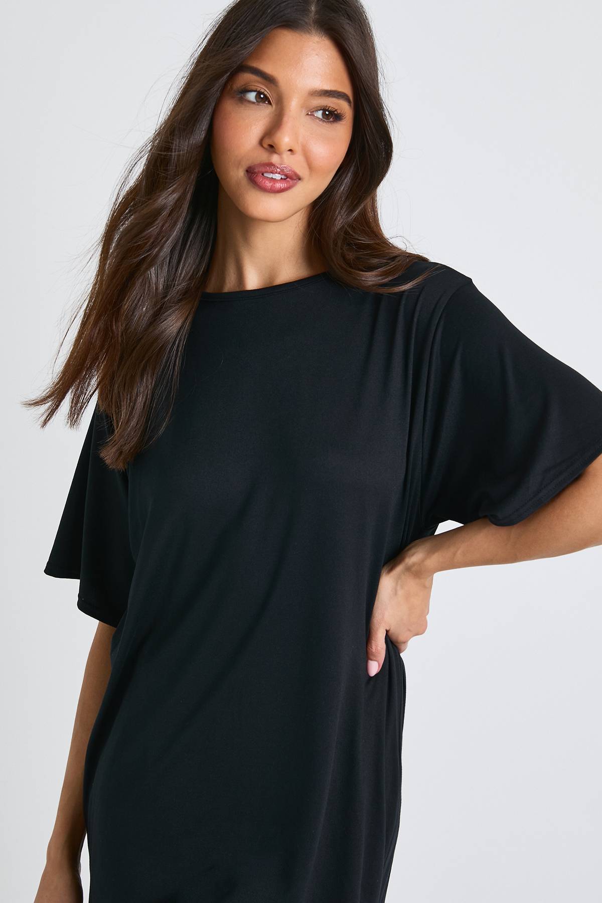 boohoo Robe T-shirt Mi-longue à Détails en Dentelle