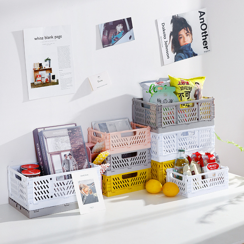 (43x29cm) Faltbarer Aufbewahrungs Korb Deko Faltkiste Organizer Klappkorb - Grau
