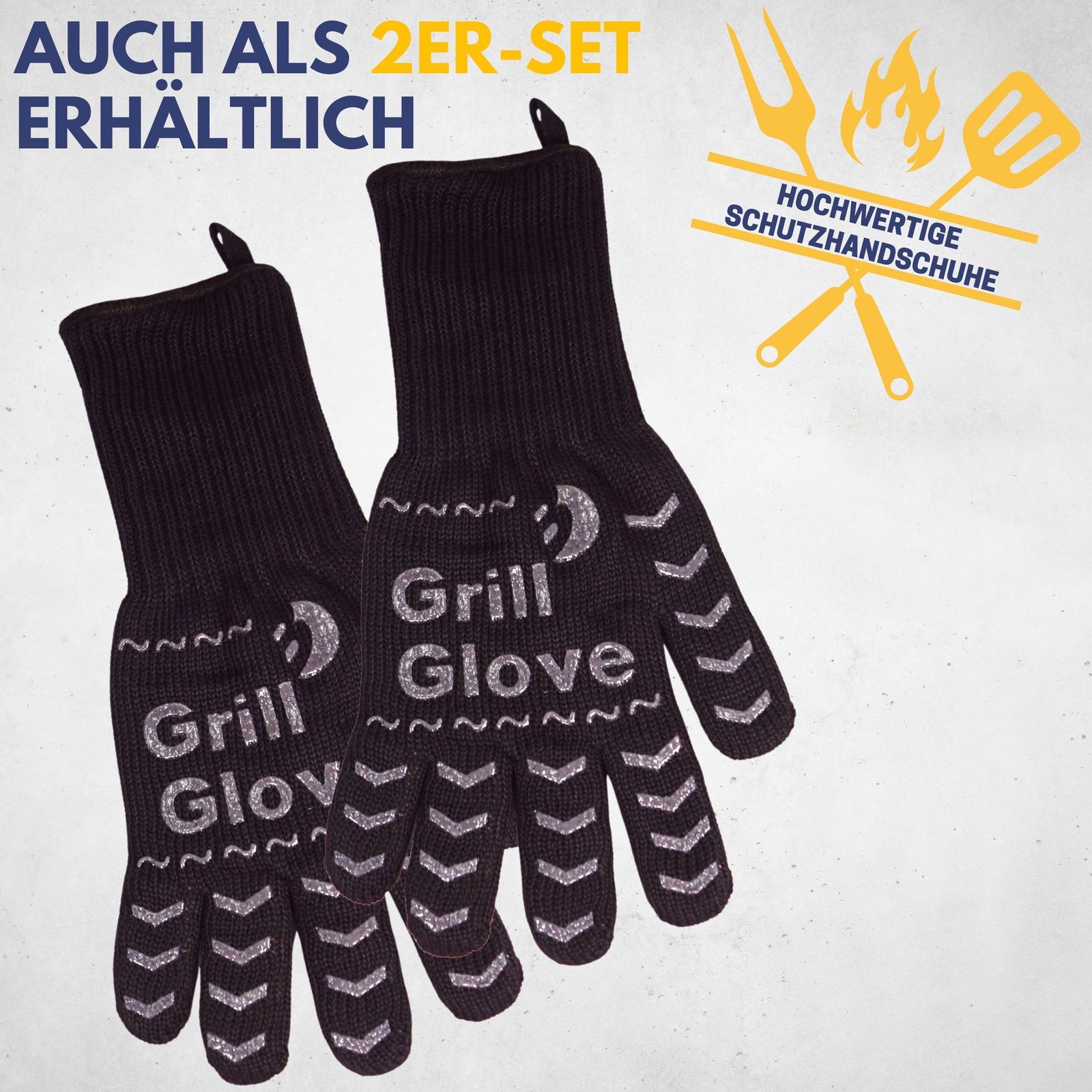 Best Sporting Grillhandschuh 2er Set I Ofenhandschuh OneSize I schwarz I Hitzebeständige Grillhandschuhe bis 500°C I Ofen I Kamin I Ofenhandschuhe I Topfhandschuhe I Kaminhandschuhe
