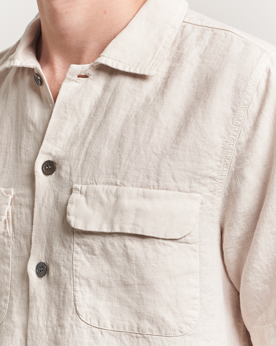 Oscar Jacobson Reg Fit City Linen Shirt Cream