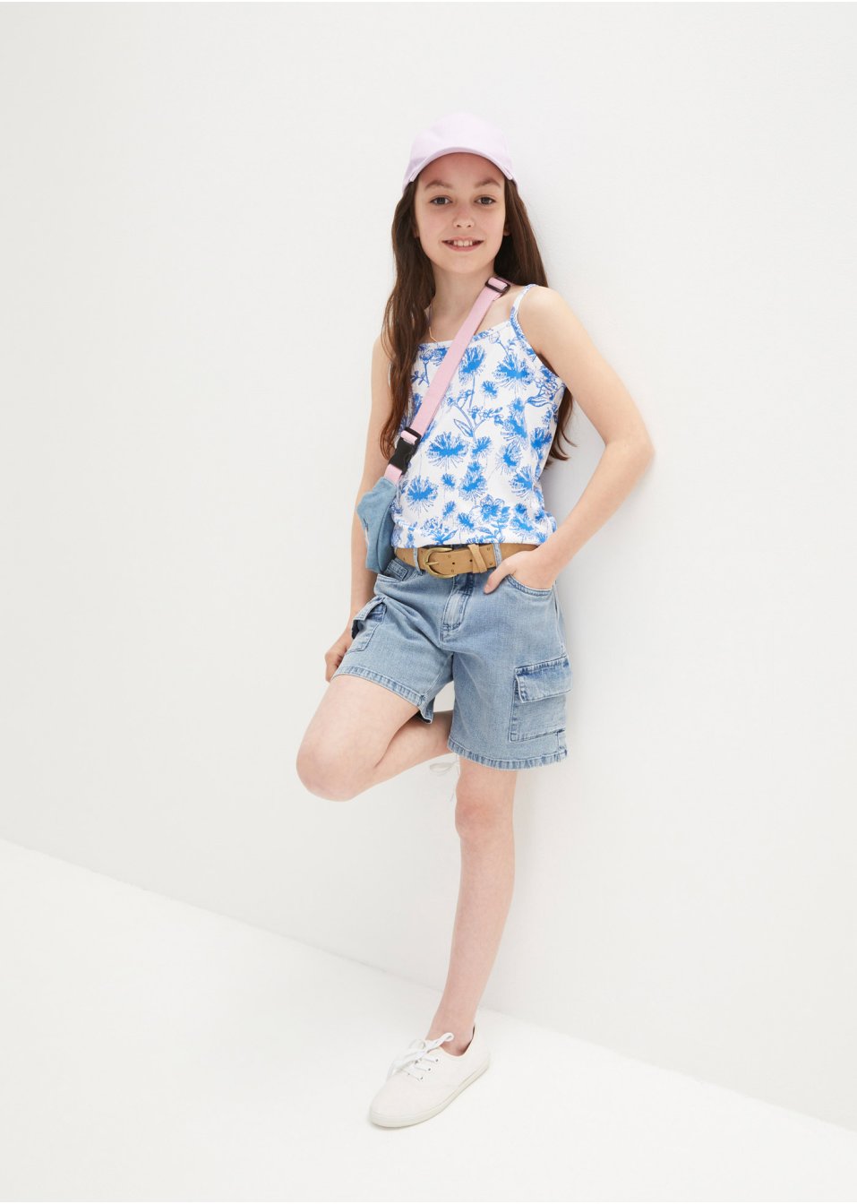 Bermuda cargo en jean fille