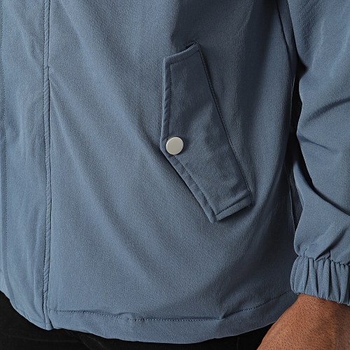 Veste Zippée Capuche Bleu Ardoise
