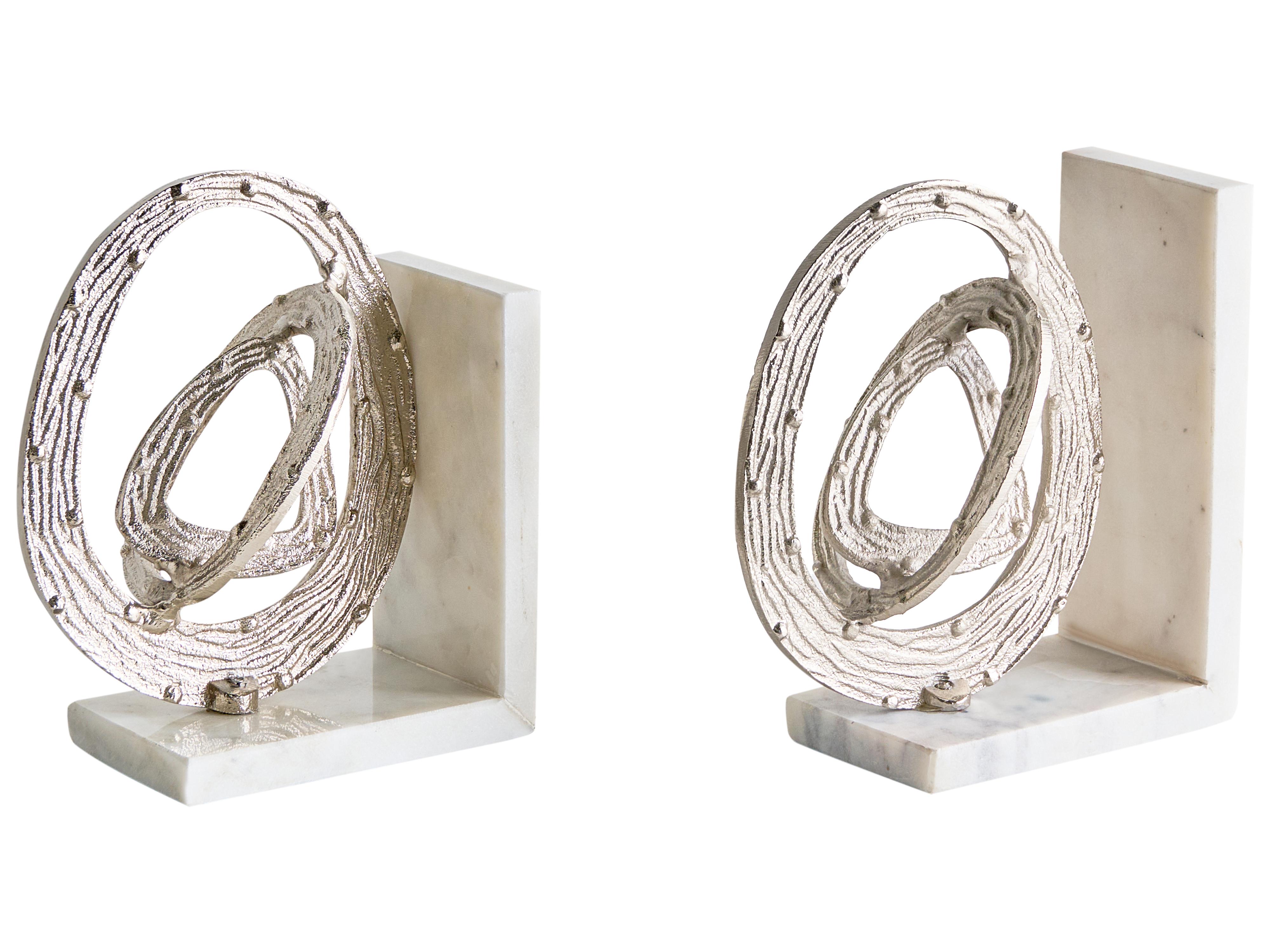 Set boekensteunen RABINA Marmer Zilver