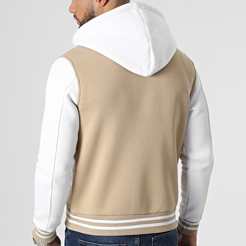 Veste Teddy A Capuche 2315 Beige Blanc