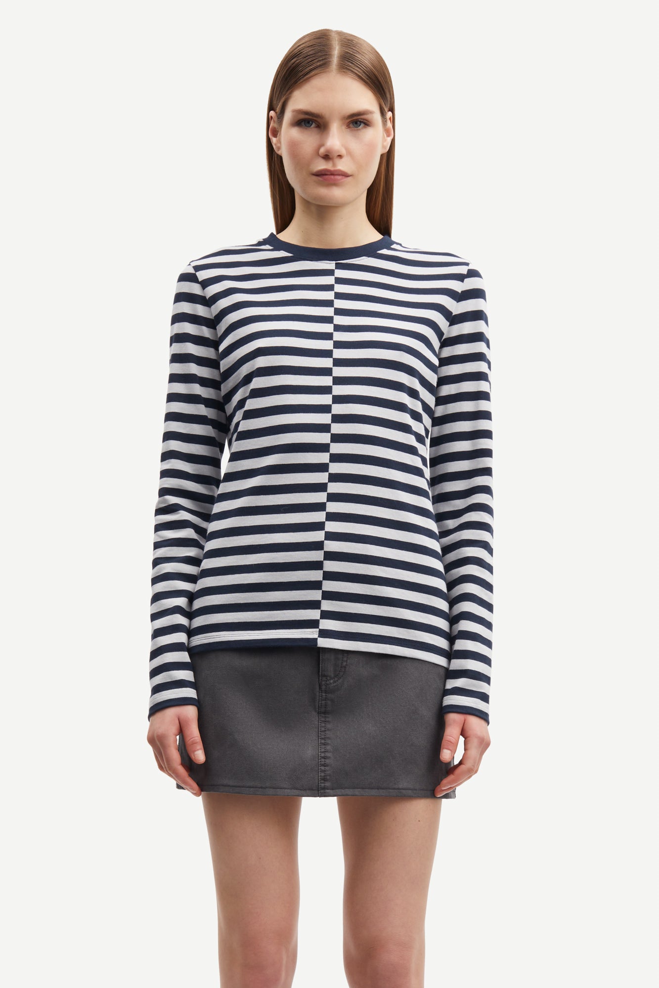 Samsøe Samsøe  Saavery langærmet t-shirt - Salute Pearl Asymm. St.
