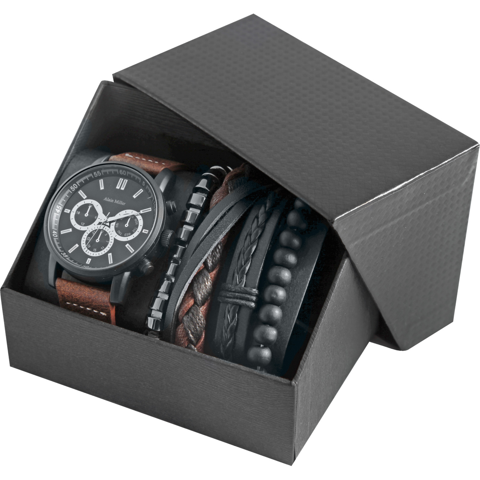 Alain Miller Herrenuhr mit Armbänder schwarz/braun