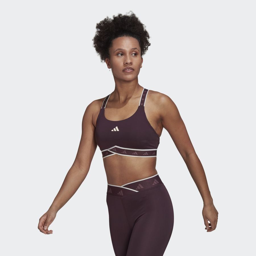 adidas Brassière power Impact Medium Support - Marron/Beige Femme