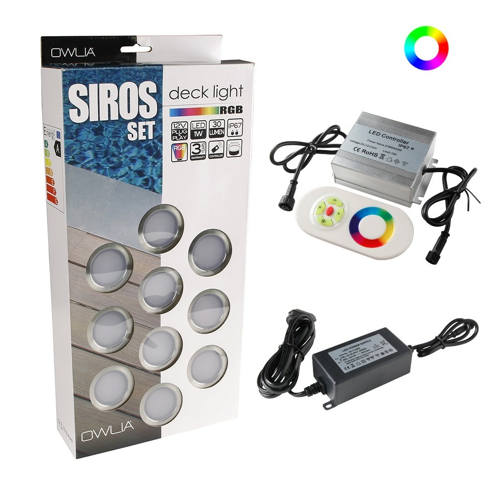 10 spots led à encastrer - rgb - telecommande + transformateur 30w - siros ø60mm - ø perçage 41mm - plug & play - dimmable
