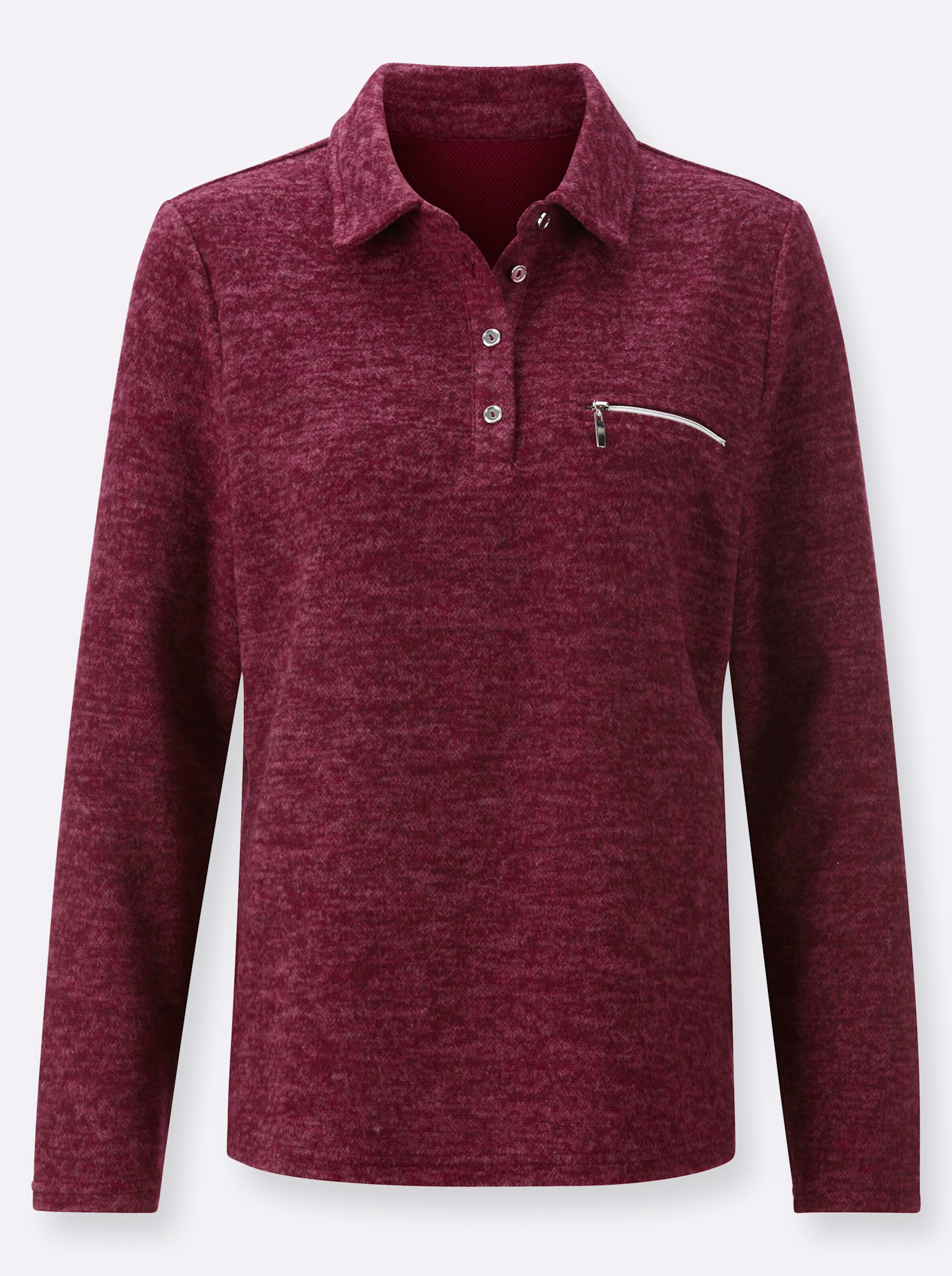 Poloshirt in bordeaux-meliert