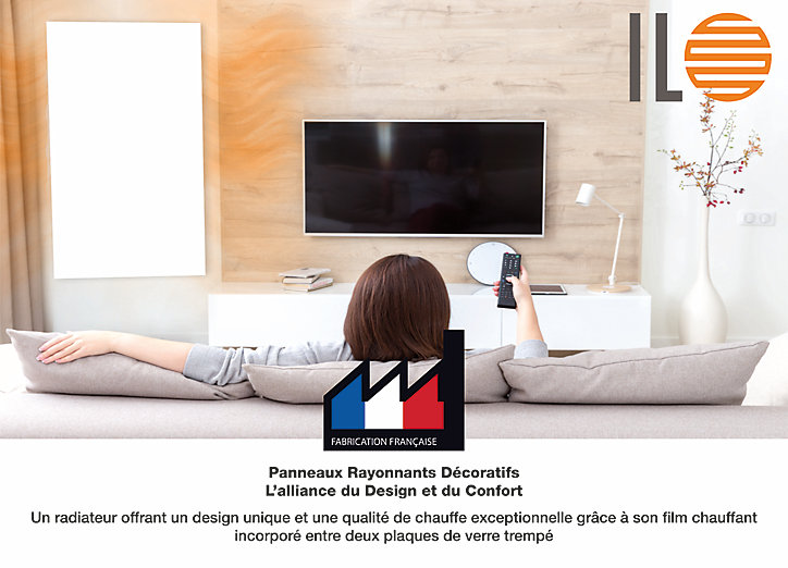 Radiateur électrique à rayonnement Ilo Emeraude en verre Design Blanc 750W