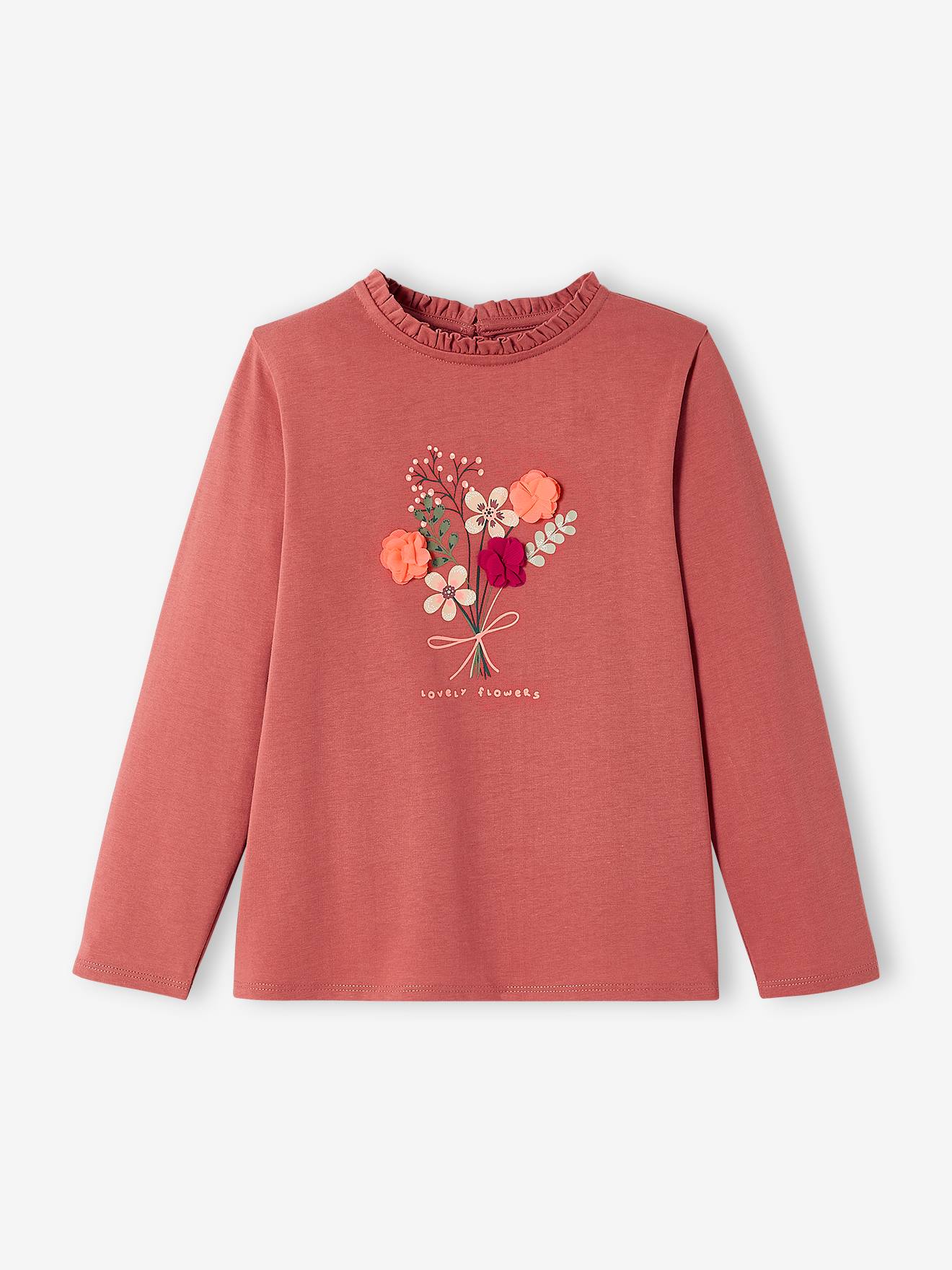 Camiseta com estampa de fantasia e detalhes de babados, certificação Oeko-Tex®, para meninas, cor amarelo curry.