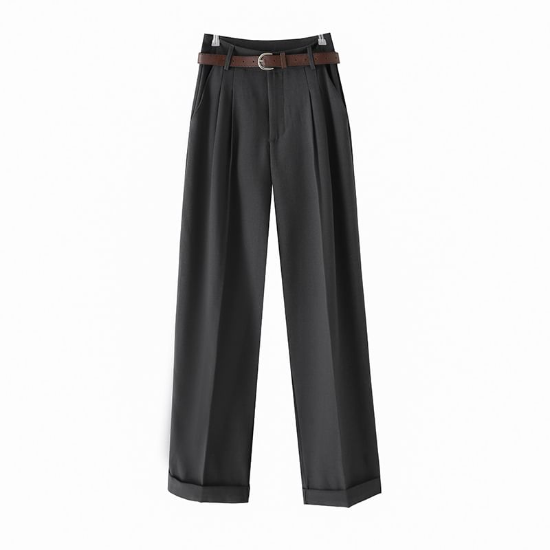 Jaqmine - Hoge taille, effen, rechte broek (verschillende ontwerpen)