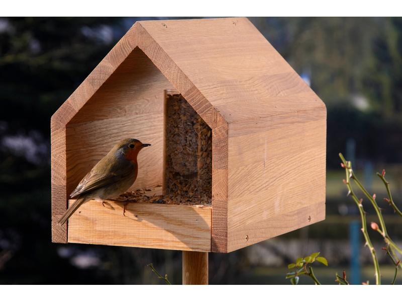 LUXUS-VOGELHAUS Vogelfutterhaus Bauhaus I, 20.5 x 28 x 23.5 Vogelhaus mit Ständer