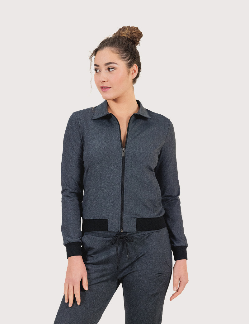 HBT BASICS CITY |  VESTE FEMME TOM ZIPPÉE GRIS CHINÉ