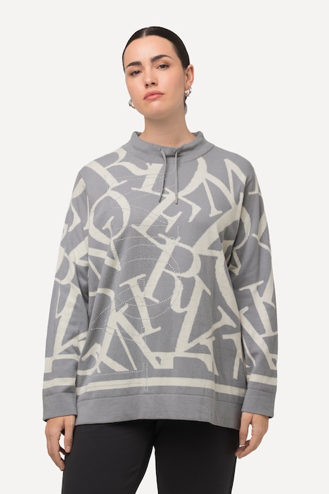 Pullover, Buchstaben, Ziernieten, Stehkragen, Langarm