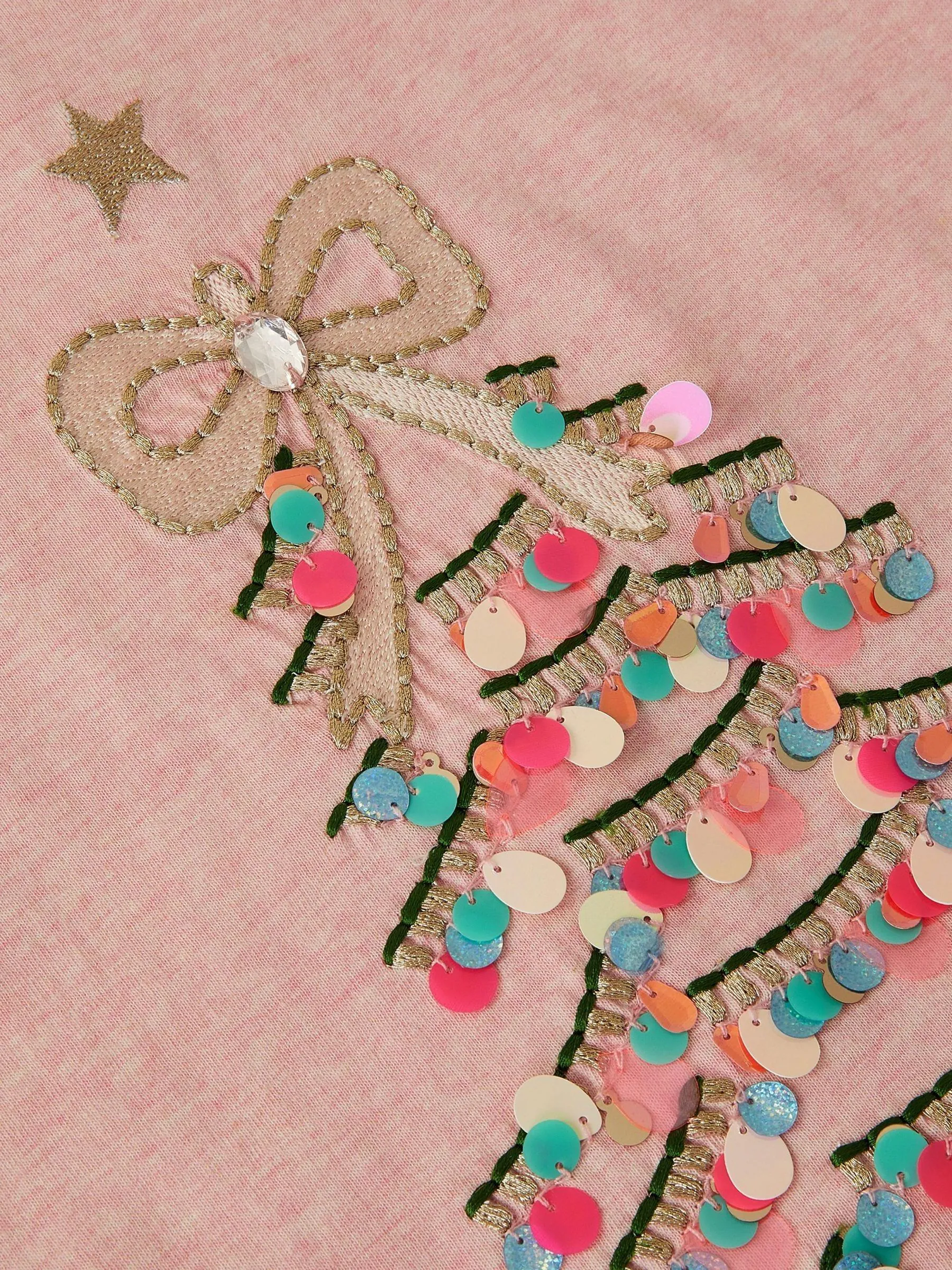 Monsoon Sequin Christmas Tree Long Sleeve Top