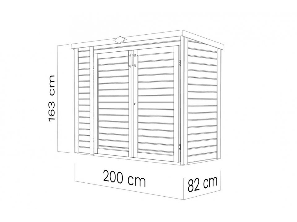 Coffre en bois bora 3 - 200 x 82 cm - stockage velo / outils - espace de rangement exterieur - coffre de jardin - abri de jardin