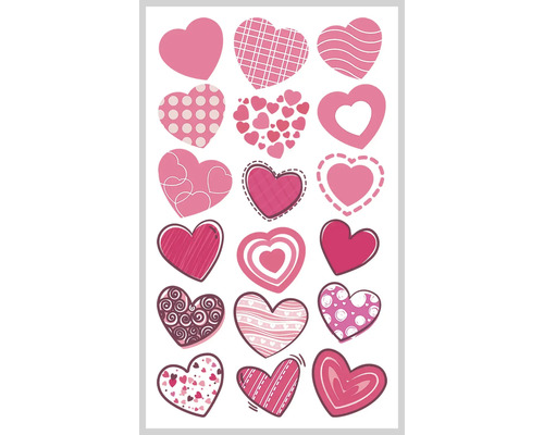 Mini stickerset voor kinderen, hartmotief, 18 stuks.