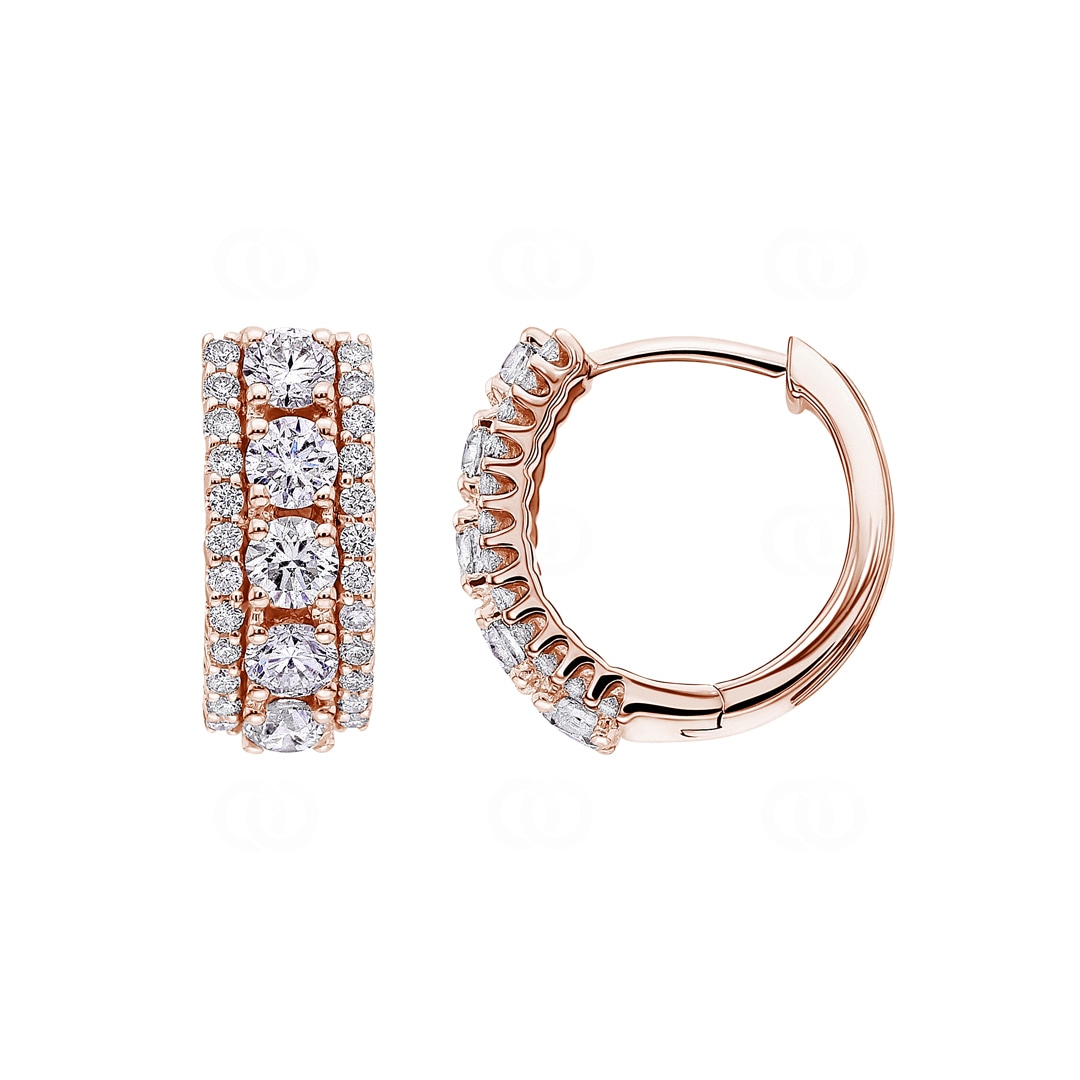 1.00 Karat Diamant-Kreolen 750/18 K Roségold Ø 13mm